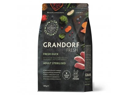Фото - Grandorf (Грандорф) Fresh Duck & Sweet Potato Adult Sterilised сухий корм для стерилізованих кішок КАЧКА і БАТАТ сухий корм Grandorf (Грандорф) Fresh Duck & Sweet Potato Adult Sterilised сухий корм для стерилізованих кішок КАЧКА і БАТАТ
