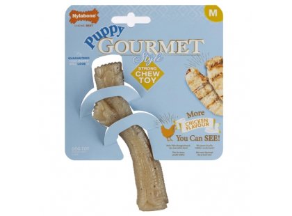 Фото 2 -  іграшки Nylabone Gourmet Puppy Stick Chicken жувальна іграшка для цуценят ГІЛКА, смак КУРКИ