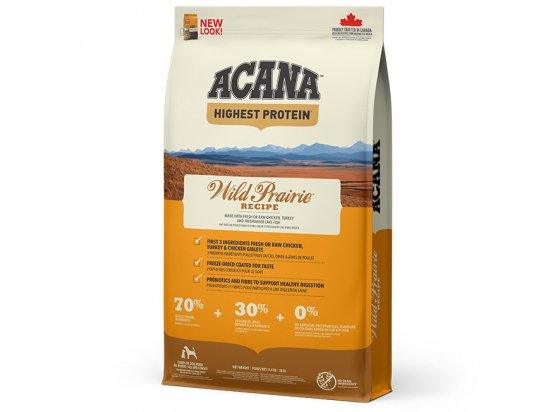 Фото - Acana Highest Protein Wild Prairie Recipe Grain Free корм для щенков и собак всех пород, КУРИЦА, ИНДЕЙКА и РЫБА сухой корм Acana Highest Protein Wild Prairie Recipe Grain Free корм для щенков и собак всех пород, КУРИЦА, ИНДЕЙКА и РЫБА