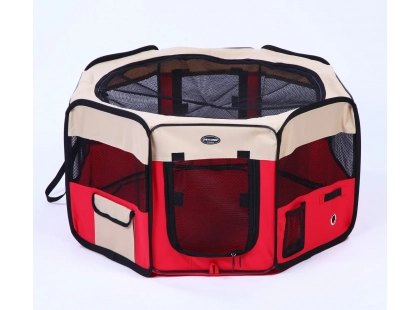 Фото - Senful Portable Soft Dog Playpen вольєр-манеж для цуценят, червоний з бежевим клітки, вольєри Senful Portable Soft Dog Playpen вольєр-манеж для цуценят, червоний з бежевим