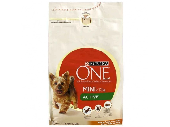 Фото 2 -  сухой корм Purina One (Пурина Ван) Mini/Small Active корм для активных собак мини и малых пород КУРИЦА И РИС