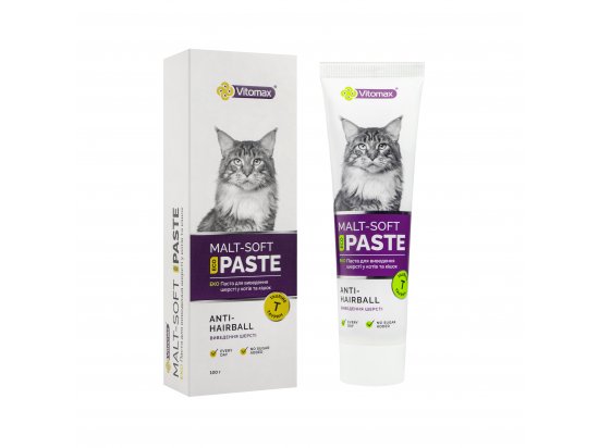 Фото - для выведения шерсти Vitomax Malt-Soft Paste Anti-Hairball Эко-паста для выведения шерсти у кошек