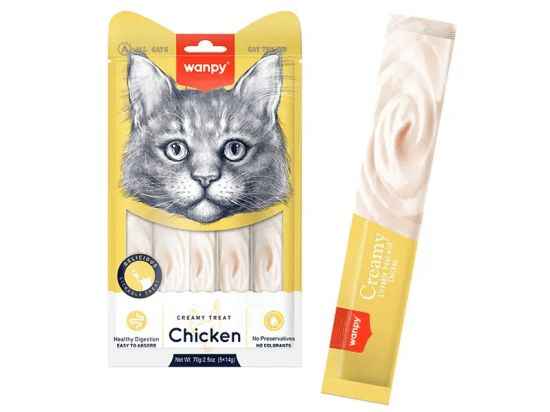 Фото - лакомства Wanpy (Ванпи) Creamy Lickable Treats Chicken жидкое лакомство для кошек КУРИЦА