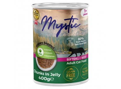Фото 2 -  влажный корм (консервы) Mystic Cat Beef Jelly влажный корм для кошек, кусочки в желе ГОВЯДИНА