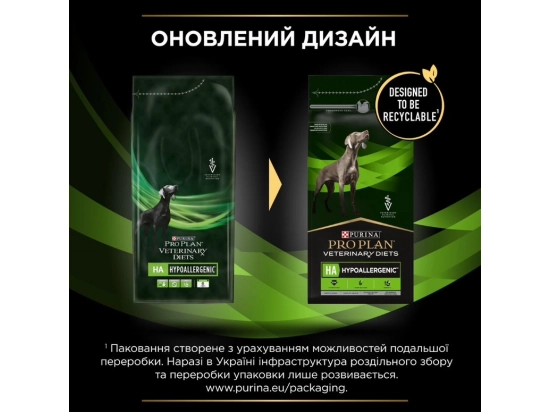 Фото - ветеринарні корми Purina Pro Plan (Пуріна Про План) Veterinary Diets HA Hypoallergenic сухий лікувальний корм для собак при алергії