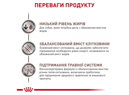 Фото 4 -  ветеринарні корми Royal Canin GASTROINTESTINAL LOW FAT лікувальний вологий корм для собак при порушеннях травлення