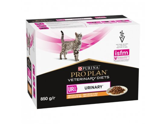 Фото - ветеринарные корма Purina Pro Plan (Пурина Про План) Veterinary Diets UR Urinary Chicken влажный лечебный корм для кошек для растворения струвитных камней КУРИЦА