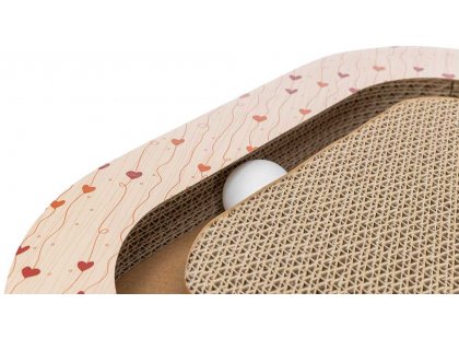 Фото 3 -  дряпалки, з будиночками Trixie Кігтеточка трикутна з картону до дня Св. Валентина з м'ячиками, помаранчевий