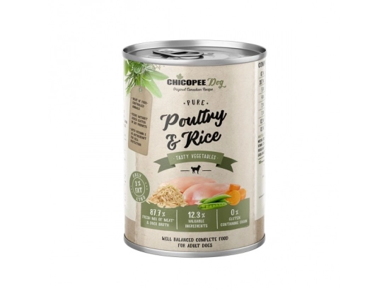 Фото - Chicopee PURE ADULT POULTRY & RICE консерви для дорослих собак ПТИЦЯ І РИС вологий корм (консерви) Chicopee PURE ADULT POULTRY & RICE консерви для дорослих собак ПТИЦЯ І РИС