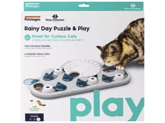 Фото - ігри та розваги Nina Ottosson RAINY DAY PUZZLE & PLAY CAT GAME інтерактивна іграшка - головоломка для кішок КРАПЛІ ДОЩУ