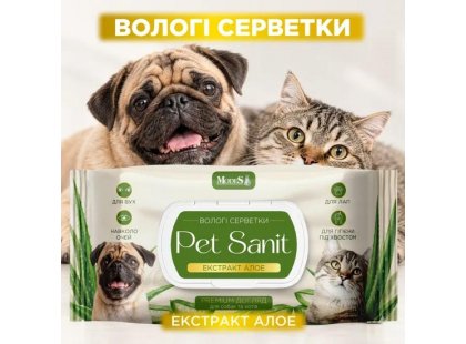 Фото 2 -  щоденний догляд (шампуні, кондиціонери та інші засоби) Modes Pet Sanit вологі серветки для тварин, універсальні, АРОМАТ І ЕКСТРАКТ АЛОЕ