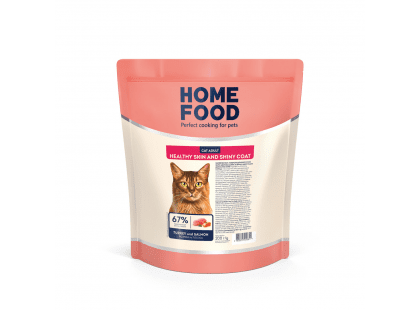 Фото 4 -  сухой корм Home Food (Хоум Фуд) Cat Adult Turkey & Salmon полнорационный корм для кошек здоровая кожа и блеск шерсти ИНДЕЙКА и ЛОСОСЬ