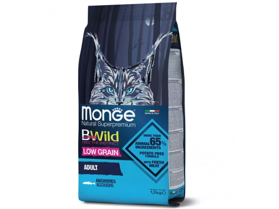 Фото - Monge Cat Bwild Adult Anchovies сухий корм для дорослих кішок АНЧОУСИ сухий корм Monge Cat Bwild Adult Anchovies сухий корм для дорослих кішок АНЧОУСИ