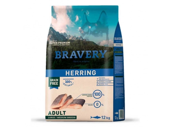 Фото - сухий корм Bravery (Бравері) Adult Large & Medium Herring сухий корм для дорослих собак середніх та великих порід ОСЕЛЕДЕЦЬ