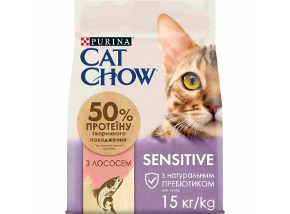 Фото - сухий корм Cat Chow SENSITIVE корм для кішок з чутливим травленням ЛОСОСЬ