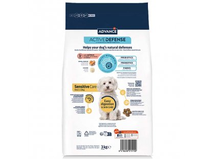 Фото - сухой корм Advance (Эдванс) Dog Mini Adult Sensitive - корм для взрослых собак маленьких пород с чувствительным пищеварением (лосось и рис)