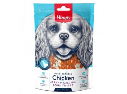 Фото 2 -  лакомства Wanpy (Ванпи) Chicken Jerky & Calcium Bone Twists лакомство для собак КОСТОЧКИ С ВЯЛЕНОЙ КУРИЦЕЙ И КАЛЬЦИЕМ