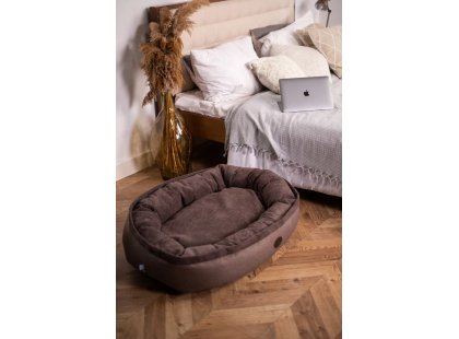 Фото 4 -  лежаки, матраси, килимки та будиночки Harley & Cho DONUT SOFT TOUCH BROWN овальний лежак для собак, коричневий