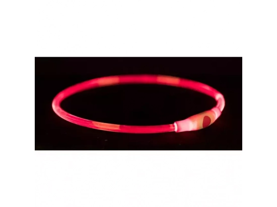 Фото - амуніція Trixie USB Flash Light Ring нашийник для собак, що світиться, прозорий, червоний