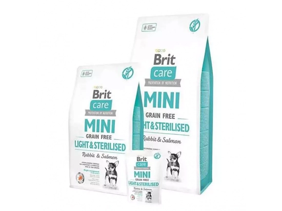 Фото - сухой корм Brit Care Dog Grain Free Mini Light & Sterilised Rabbit & Salmon беззерновой сухой корм для стерилизованных собак мини пород КРОЛИК и ЛОСОСЬ