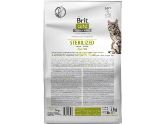 Фото - сухий корм Brit Care Cat Grain Free Sterilized Immunity Support Pork беззерновий корм для стерилізованих кішок з чутливим травленням СВИНИНА