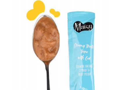 Фото 3 -  ласощі Mavsy Creamy Treats ласощі у вигляді крему для котів ТУНЕЦЬ та ТРІСКА