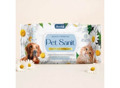 Фото 5 -  щоденний догляд (шампуні, кондиціонери та інші засоби) Modes Pet Sanit вологі серветки для тварин, універсальні, БЕЗ АРОМАТУ, ЕКСТРАКТ РОМАШКИ