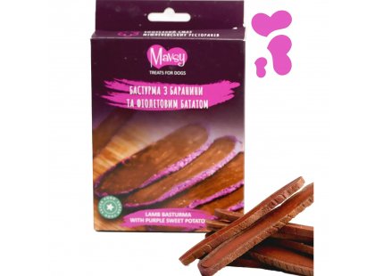 Фото - Mavsy Refined Jerky Lamb Basturma & Purple Sweet Potato лакомство для собак от 3 месяцев БАСТУРМА С БАРАНИНОЙ и ФИОЛЕТОВЫМ БАТАТОМ лакомства Mavsy Refined Jerky Lamb Basturma & Purple Sweet Potato лакомство для собак от 3 месяцев БАСТУРМА С БАРАНИНОЙ и ФИОЛЕТОВЫМ БАТАТОМ