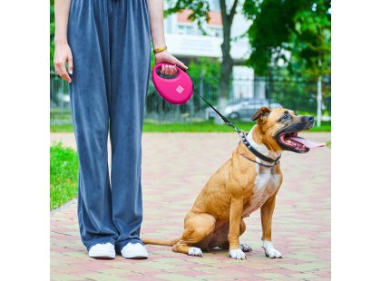 Фото 4 -  рулетки WAUDOG R-leash повідець рулетка з контейнером для пакетів, світловідбивна стрічка, рожевий