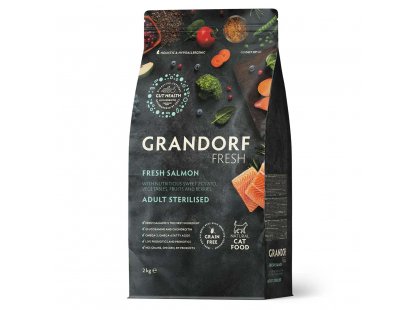 Фото 2 -  сухий корм Grandorf (Грандорф) Fresh Salmon & Sweet Potato Adult Sterilised сухий корм для стерилізованих кішок ЛОСОСЬ та БАТАТ