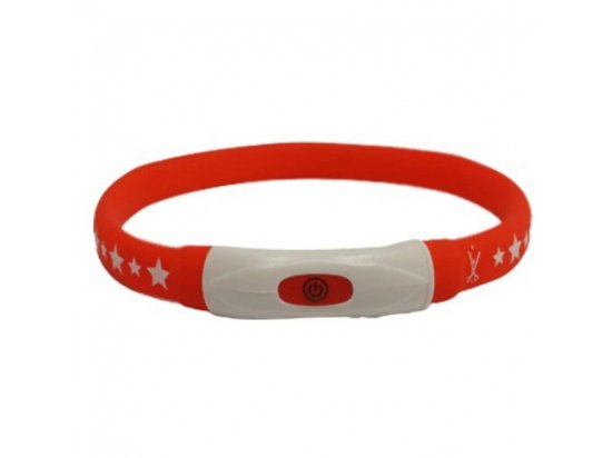 Фото 3 -  амуніція Animall USB Led Flashing Collar нашийник для собак з підзарядкою USB, червоний/зірки