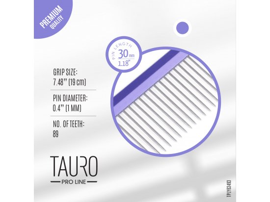 Фото - расчески, щетки, грабли Tauro (Тауро) Pro Line Ultra Light Line расческа с алюминиевой ручкой и зубчиками из нержавеющей стали, фиолетовый