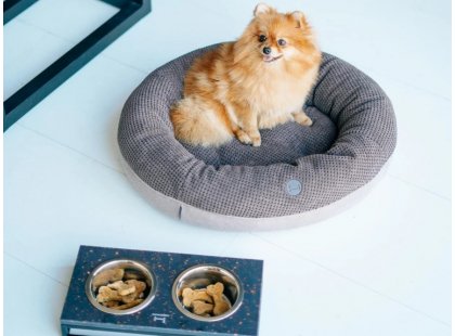 Фото 4 -  лежаки, матраси, килимки та будиночки Harley & Cho BAGEL BROWN лежак для собак та кішок овальний, вельвет, коричневий