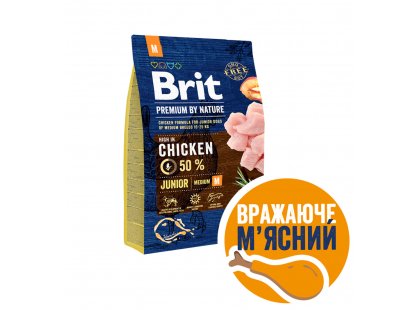 Фото - Brit Premium Junior Medium М Chicken сухий корм для цуценят та молодих собак середніх порід КУРКА сухий корм Brit Premium Junior Medium М Chicken сухий корм для цуценят та молодих собак середніх порід КУРКА