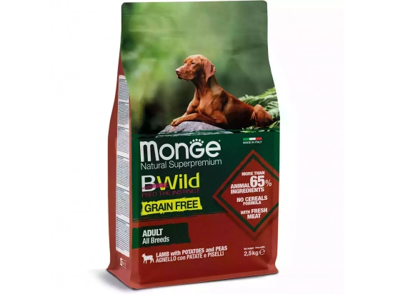 Фото - сухий корм Monge Dog BWild Grain Free Adult All Breeds Lamb сухий беззерновий корм для собак усіх порід ЯГНЯ