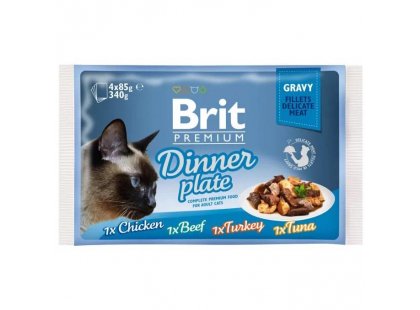 Фото - влажный корм (консервы) Brit Premium Cat Dinner Plate Jelly консервы для кошек, набор 4 вкуса ассорти филе в желе