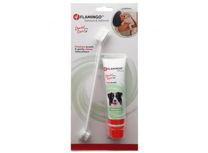 Фото - Flamingo PETCARE TOOTHPASTE+TOOTHBRUSH набір зубної пасти та зубної щітки для собак для зубів та пащі Flamingo PETCARE TOOTHPASTE+TOOTHBRUSH набір зубної пасти та зубної щітки для собак
