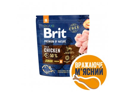 Фото 2 -  сухий корм Brit Premium Junior Medium М Chicken сухий корм для цуценят та молодих собак середніх порід КУРКА