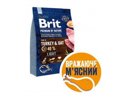 Фото - Brit Premium Dog Light Turkey & Oat сухий корм для собак, схильних до повноти ИНДИЧА та ОВЕС сухий корм Brit Premium Dog Light Turkey & Oat сухий корм для собак, схильних до повноти ИНДИЧА та ОВЕС