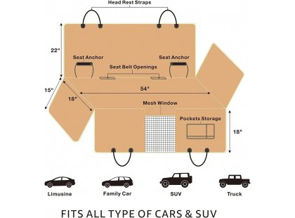 Фото 11 -  аксессуары в авто Senful Lassie Dog чехол для автомобильного сидения с сетчатым визуальным окном, оливковый