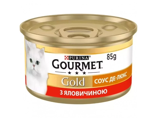 Фото - влажный корм (консервы) Gourmet Gold (Гурме Голд) кусочки в соусе Де-Люкс с говядиной