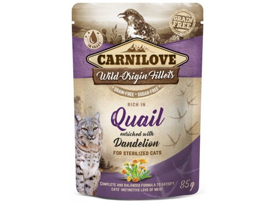 Фото - Carnilove Rich in Quail enriched with Dandelion Sterilized Cats вологий корм для стерилізованих котів ПЕРЕПІЛКА і КУЛЬБАБА вологий корм (консерви) Carnilove Rich in Quail enriched with Dandelion Sterilized Cats вологий корм для стерилізованих котів ПЕРЕПІЛКА і КУЛЬБАБА