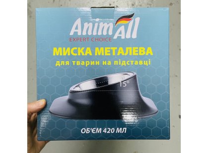 Фото 2 -  миски, напувалки, фонтани AnimAll Миска на підставці металева, чорний