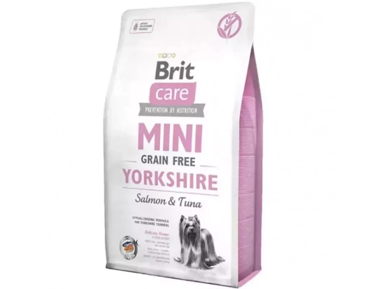 Фото - сухой корм Brit Care Dog Grain Free Mini Yorkshire Salmon & Tuna беззерновой сухой корм для йоркширских терьеров ТУНЕЦ и ЛОСОСЬ