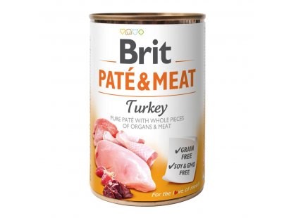 Фото - влажный корм (консервы) Brit Pate & Meat Dog Turkey консервы для собак ИНДЕЙКА В ПАШТЕТЕ