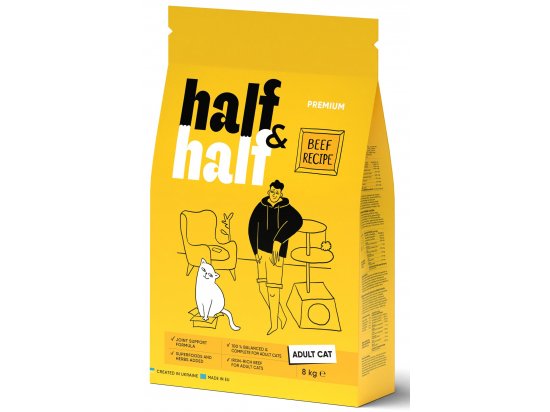 Фото - сухой корм Half&Half Adult Beef сухой корм для кошек ГОВЯДИНА