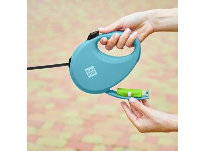 Фото 6 -  рулетки WAUDOG R-leash поводок рулетка с контейнером для пакетов, светоотражающая лента, голубой