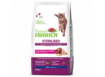 Фото - сухой корм Trainer Natural ADULT STERILISED With Dry-Cured Ham корм для стерилизованных кошек с сыровяленой ветчиной