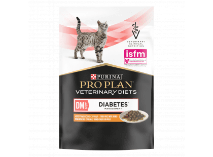 Фото 2 -  ветеринарные корма Purina Pro Plan (Пурина Про План) Veterinary Diets DM Diabetes Management Chicken влажный лечебный корм для кошек c сахарным диабетом КУРИЦА