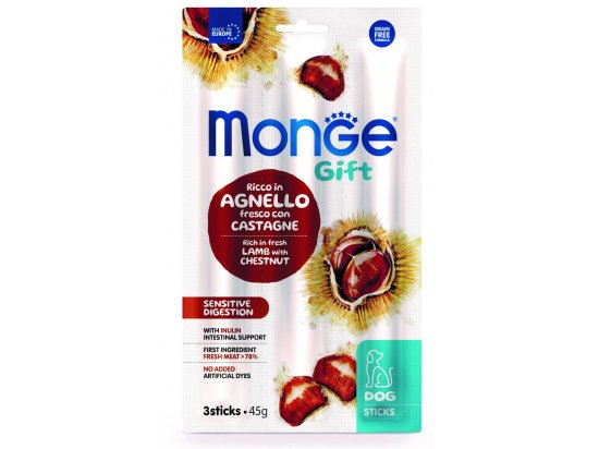 Фото - Monge Dog Gift Sensitive Digestion Adult Lamb, Chestnut & Inuline лакомство для собак с чувствительным пищеварением, стики ЯГНЕНОК и КАШТАНЫ лакомства Monge Dog Gift Sensitive Digestion Adult Lamb, Chestnut & Inuline лакомство для собак с чувствительным пищеварением, стики ЯГНЕНОК и КАШТАНЫ